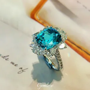 In Stock! 8.92ct PT950 Paraiba Ring - Oval Lab Diamond, Luxury Wedding Jewelry for Women