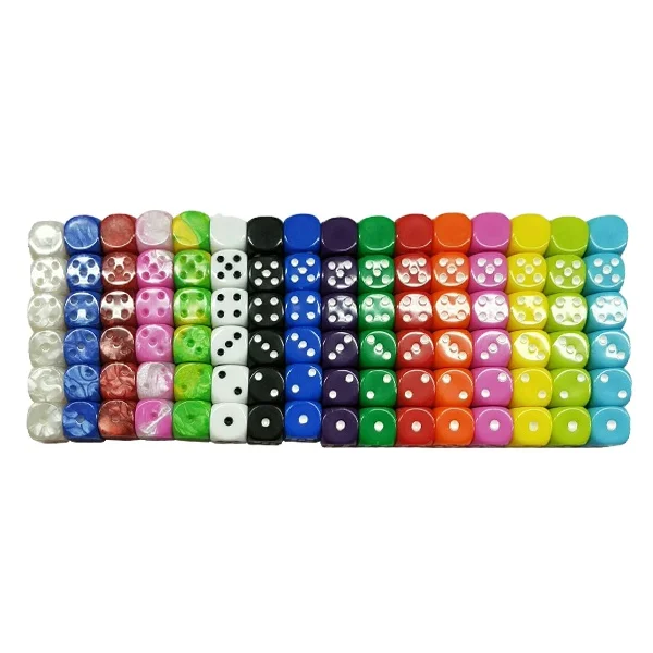 Wholesale 16mm Round Corner Colored Plastic Dice with One Side Blank Customized Color & Logo for Board Games and Promotions
