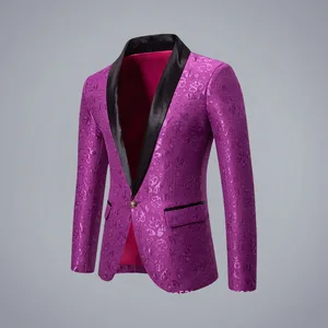 Custom Men's Formal Single Breasted Glitter Sequins Bling Suit Jacket for Wedding Party Dance Events