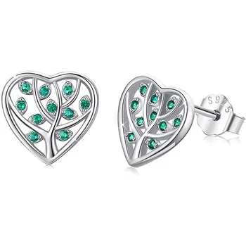 green leaf 925 sterling silver heart earrings of life tree factory wholesale price