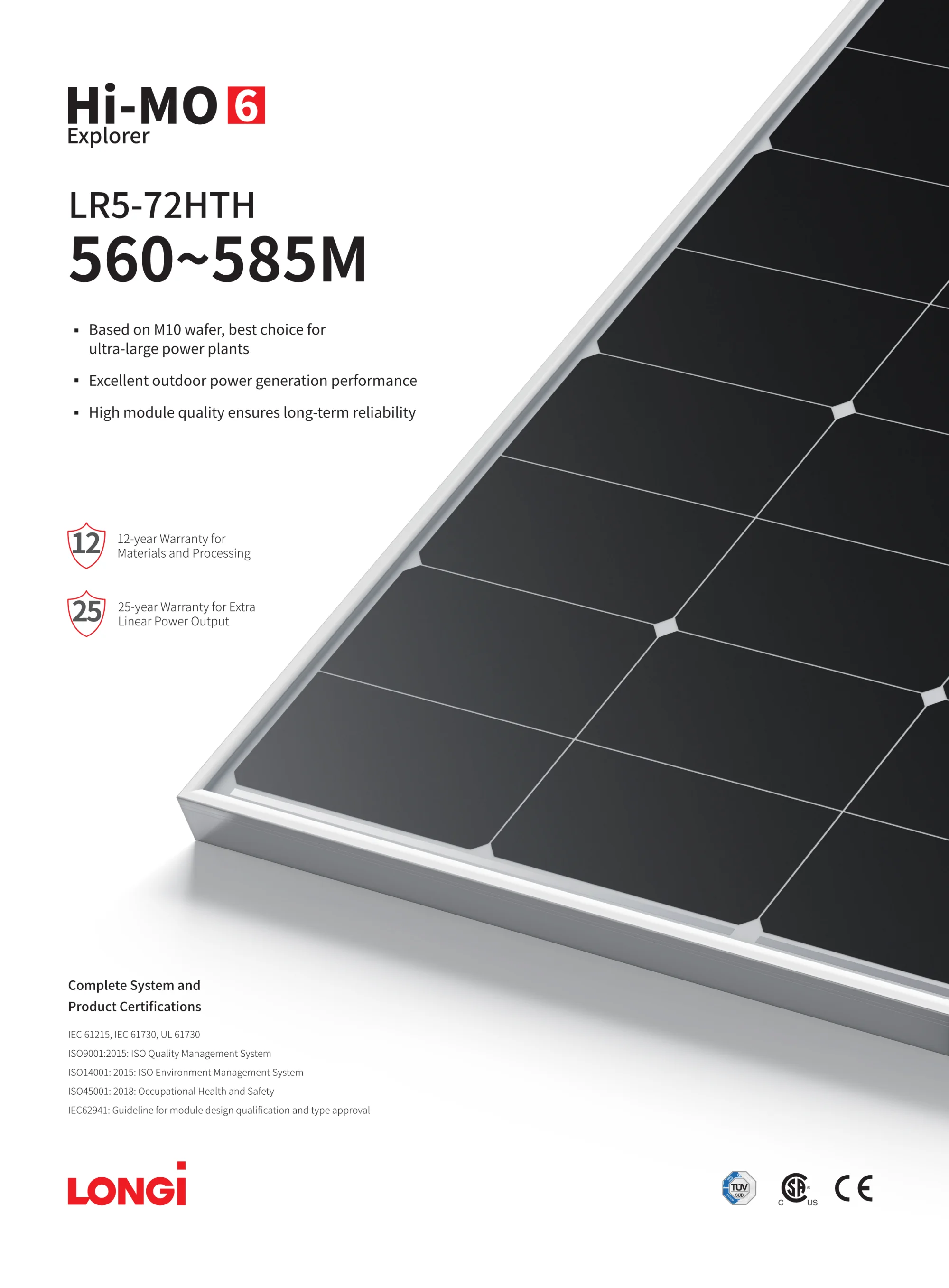 Longi Hi-mo 6 Lr5-72hth 560m 565m 570m 575m 580m 585m Pv Mono Solar ...