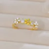 Yellow Small Flower Adjustable Ring