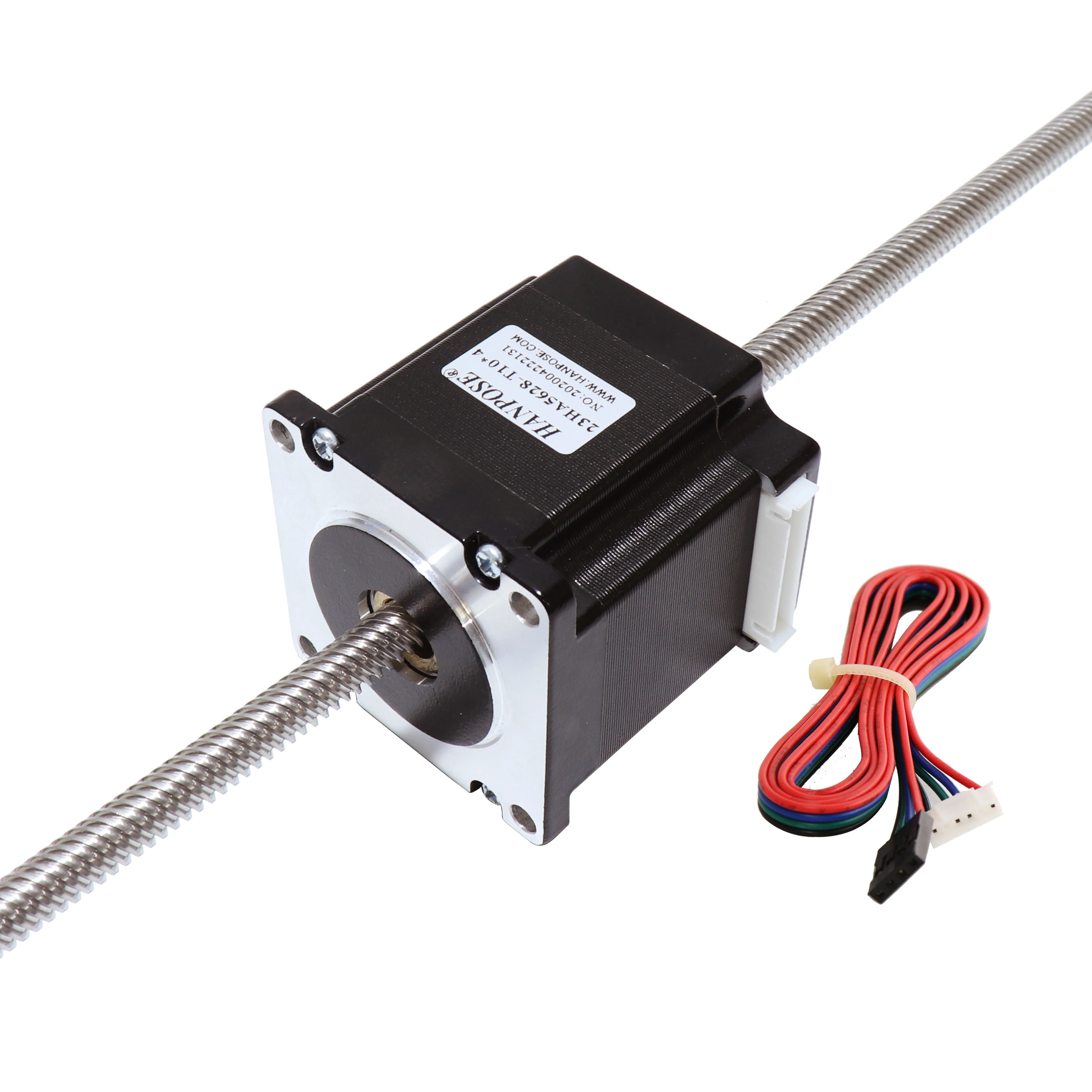 product hanpose through screw motor 24v 28a 126ncm 57ha56 t104 200mm for medical machinery linear through screw stepper motor nema23755-11
