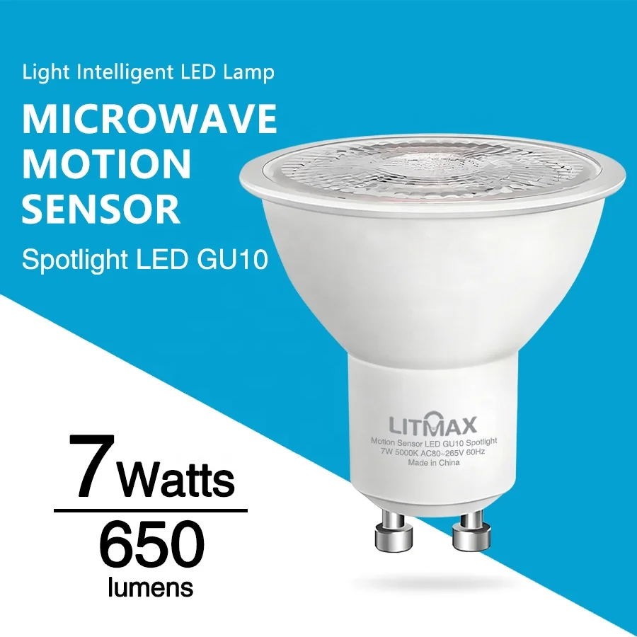 Auto-On/Off 5.8GHz Radar PIR Dual Sensor Optional Smart LED GU10 Security Bulb Lights for Hallways Stairs Closets