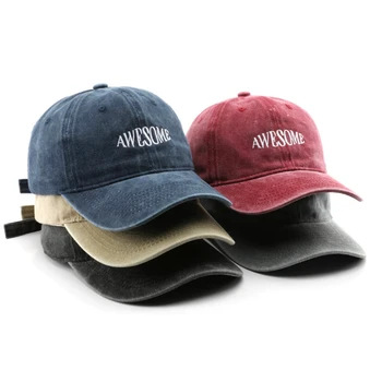 Washed Baseball Embroidered Unstructured 6 Panel Custom Dad Cap Hat for Women and Men