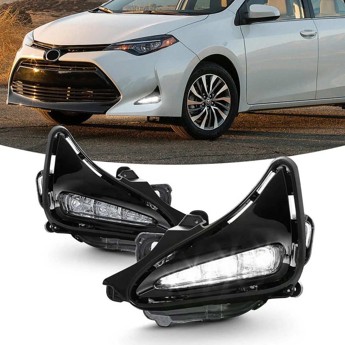 Waterproof Auto Part LED Fog Lamp Replacement Daytime Running Lights DRL for Toyota Corolla US Type 2017 2018 2019