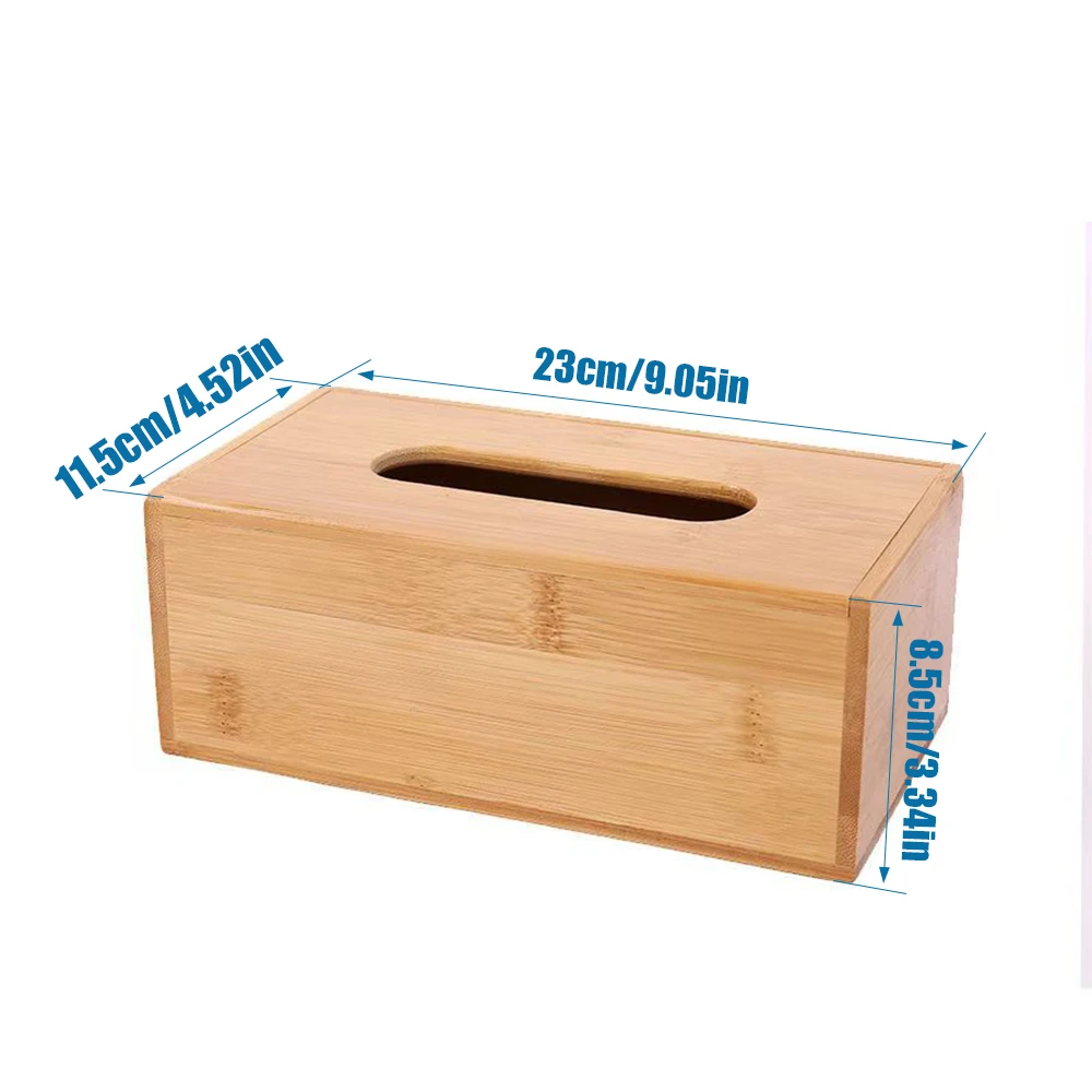 Tailai Bamboo Rectangular Tissue Box Tissue Holder Napkin Dispenser Wooden Rectangular Tissue Box Napkin Holder