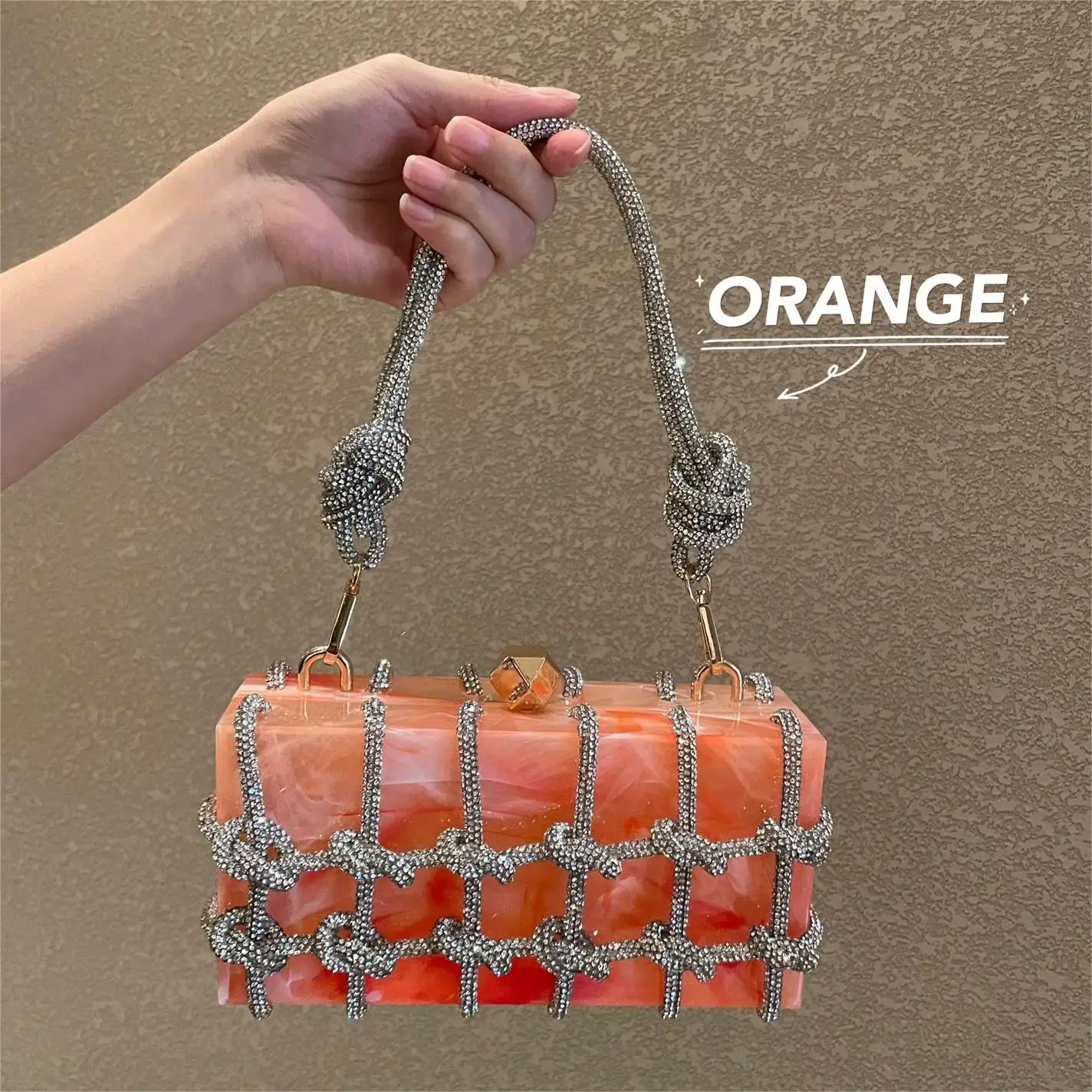 2024 Ins Fashion Diamond Handle Acrylic Purse Fashion Stylish Box