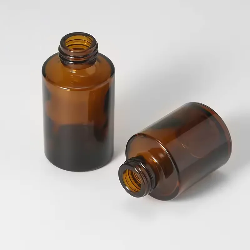 20ml 30ml 40ml 60ml Amber Color Flat Shoulder Essential Oil Dropper Bottle Cosmetic Glass Bottle With Dropper for Oil Package