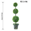 Arbre topiaire triple boule d'eucalyptus (90 cm/2,95 pieds) vert foncé