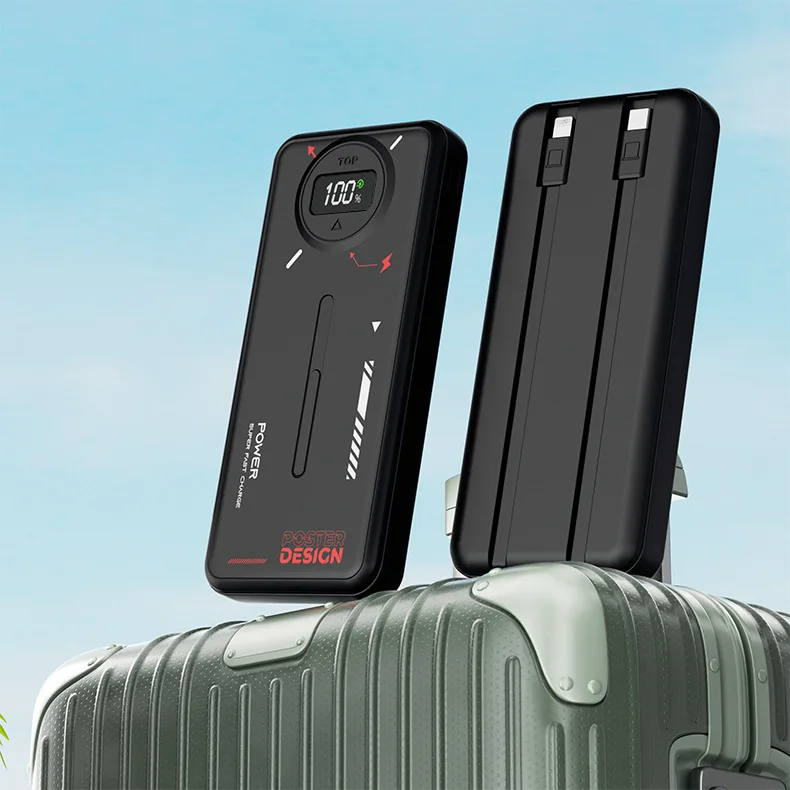 Super Fast Charging High Capacity Wireless Power Bank 20000mAh Mobile Charger with Built-in Cable and Custom Logo preview 2