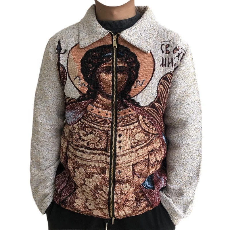 US size Hip hop Street wear Jacket woven tapestry hoodies men size pullover anime tapestry sweater