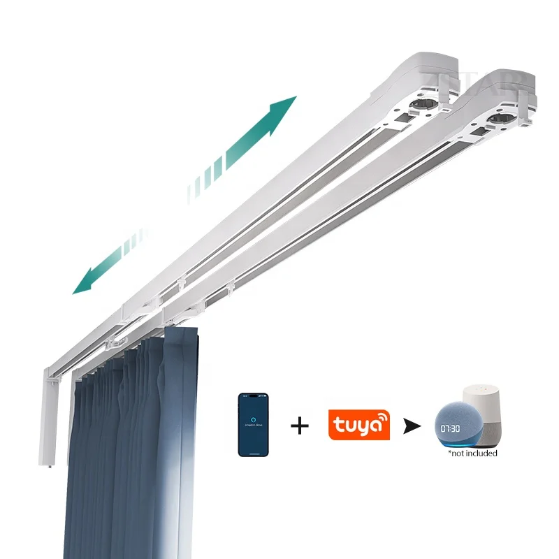 ZSTARR Telescope Smart Curtain Rod Automatic Curtain Rods and Rails Motorized Curtain Track Rail