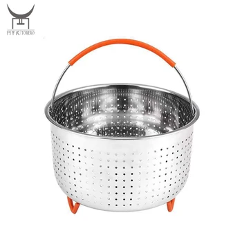 304 Stainless Steel Food Steamer Basket with Silicon Handle