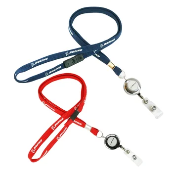 Boeing Id Holder Narrow Dark Blue 10mm Lanyard With Retractable Name ...