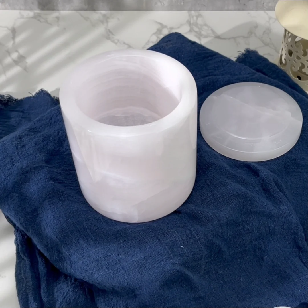 Factory Natural Onyx Candle Jar Luxury Pink Jade Round Candle Jar Buy