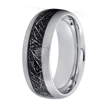 Fashion Jewelry Men's Band Tungsten Carbide Ring With Black Carbon Fiber Inlay