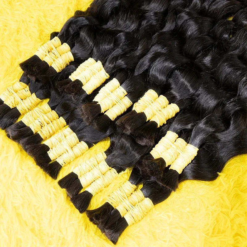 100% Human Hair Bulk Extension Virgin Deep Wave Curly 10a Hair Bulk Weaving For Braiding_voghion.com