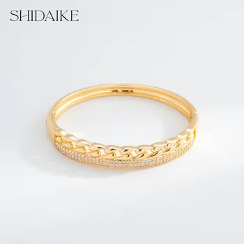 Wholesale Custom 18K Gold Plated Jewelry Elegant Fashion Ladies Bracelet with Zircon Fashion Charm Bracelets