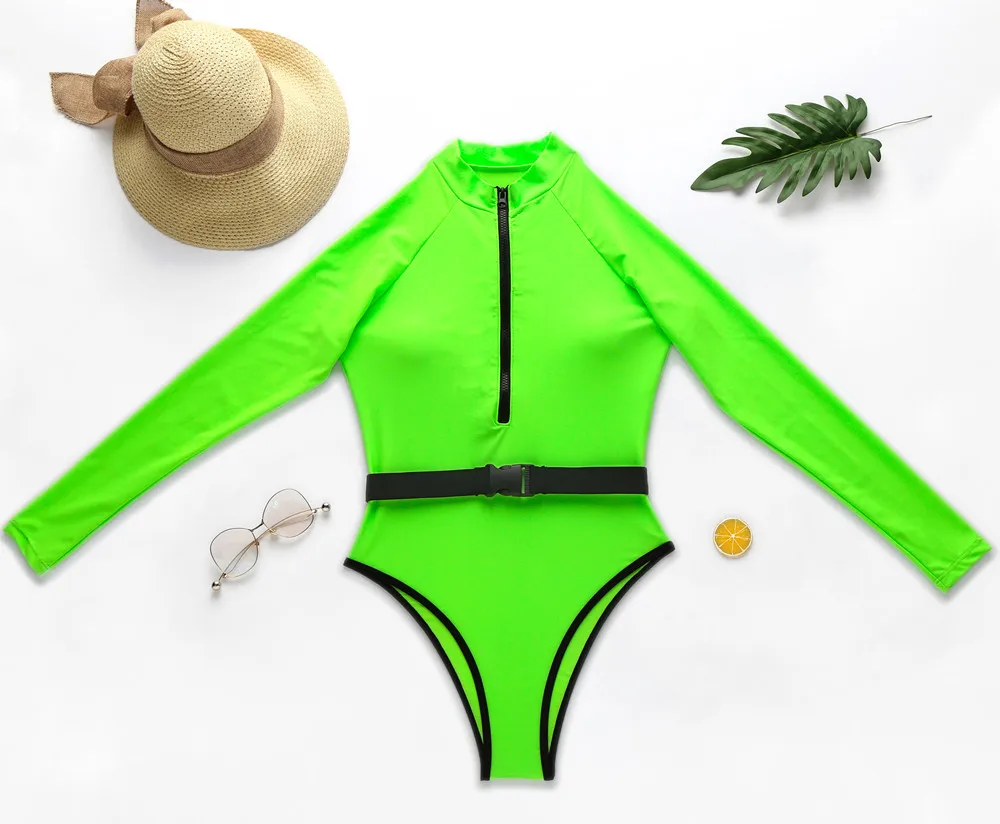 neon zip swimsuit