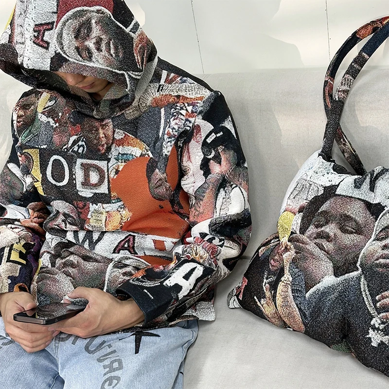 Custom Rap Hoodie Jacket Wholesale Jacquard Weave Rod Wave Tapestry