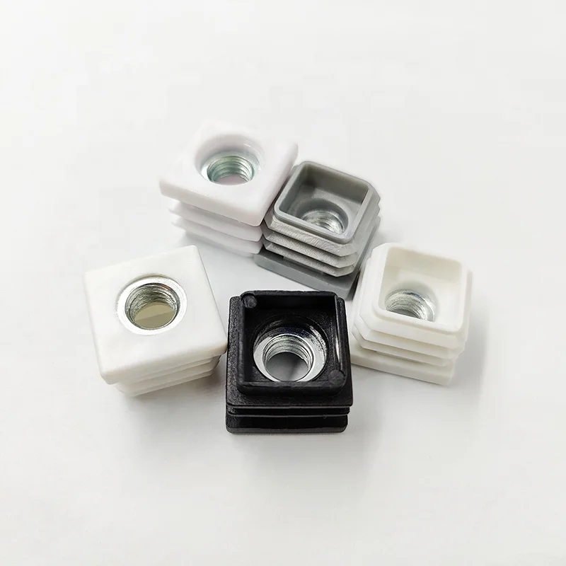 Tube Plastic Inserts square End Thread Cap Nut Plug for Table Legs