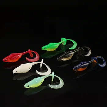 CHEERY Printed PVC Floating Twisting Lure Baits Curly T-Tail Bass Mandarin Fish Zander Lake Stream River Micro Jig Heads – Metal Jig – view 5