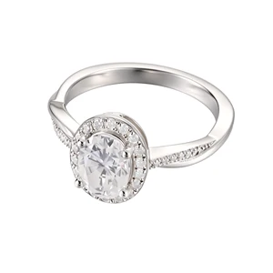 Oval Halo Engagement Ring for Women 925 Sterling Silver Sparkling Wedding Band Fashion Fine Jewelry Gift Adjustable Size