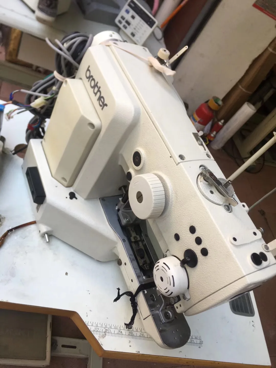 Used Brother 438F  Direct Drive Computer Flat Sewing Lockstitch Button Attaching Machine