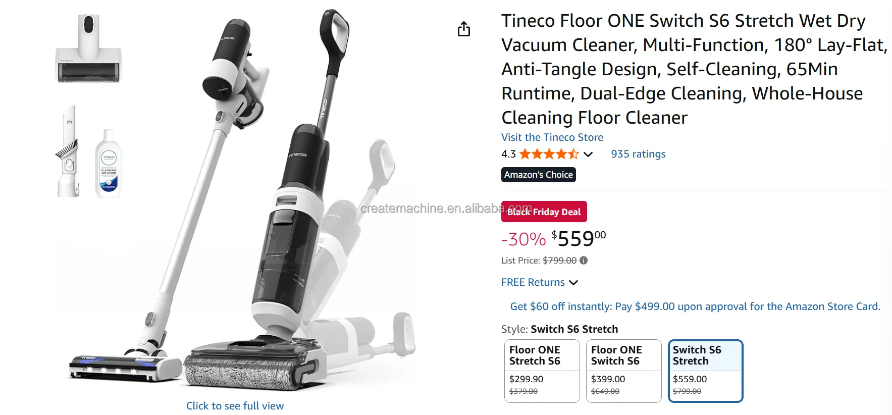 Tineco Floor ONE Switch S6 Stretch Wet Dry Vacuum Cleaner Multi 