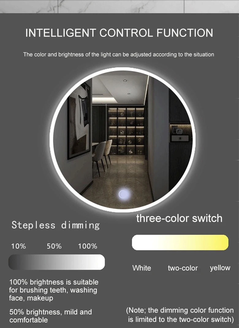 Led Mirror Switch Dc12v 24v 36w Smart Dimmable Touch Sensor Switch One Color 3 Color Bathroom