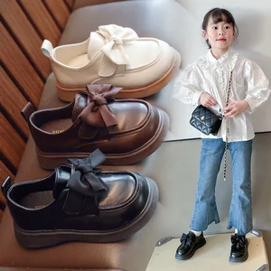 Toddler Girls Leather Girls Kids Shoes Flats for Girl Party School Shoes Bowknot Princess Shoes