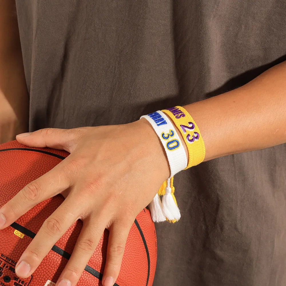 Curry James Lakers Hand String English Letter Embroidery Bracelet Sports  Woven Bracelet From Fashion Jewelry Collection - Main Image