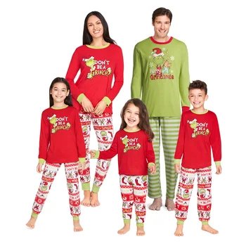 2022 new design 2-pieces custom logo fashion family Christmas long sleeve pajamas sleepwear