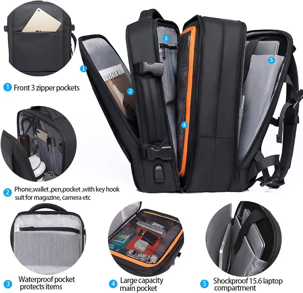 WIRABO Backpack with Wheels, 15.6 Inch Trolley Hand Luggage Laptop Travel Bag with Wheels Large Backpack for Men Work University Blue 20 x 13.4 x 9.8 Inch Backpack