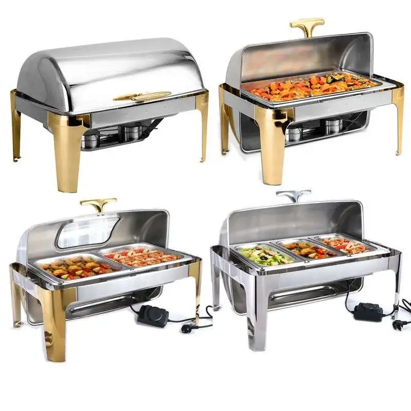 Luxury Buffet Chafing Dish In Dubai Stainless Steel Chef 9 Litre Food Warmer Gold And Silver