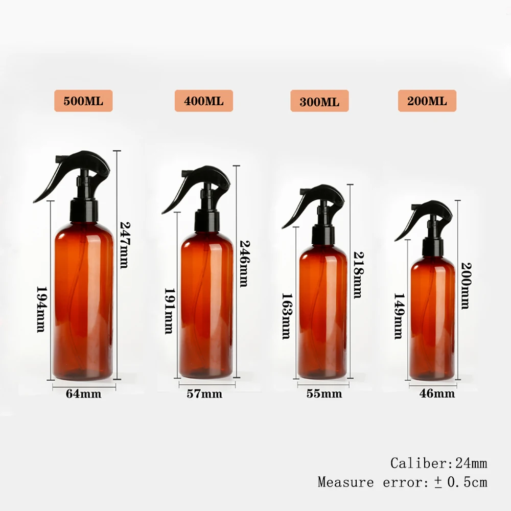 Pet 300ml 500ml 250ml 100ml 200ml Brown Black White clear Amber Black Empty Alcohol Plastic Hair Plastic Trigger Spray Bottle