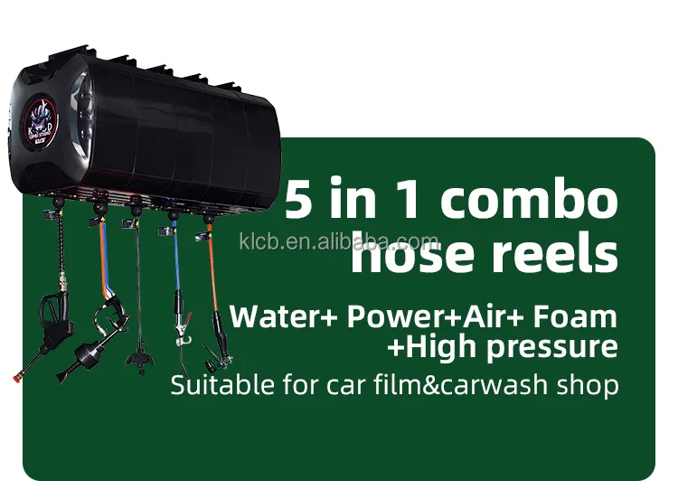 Wallmounted Auto Retractable Air Water Electric Hose Reel Combination