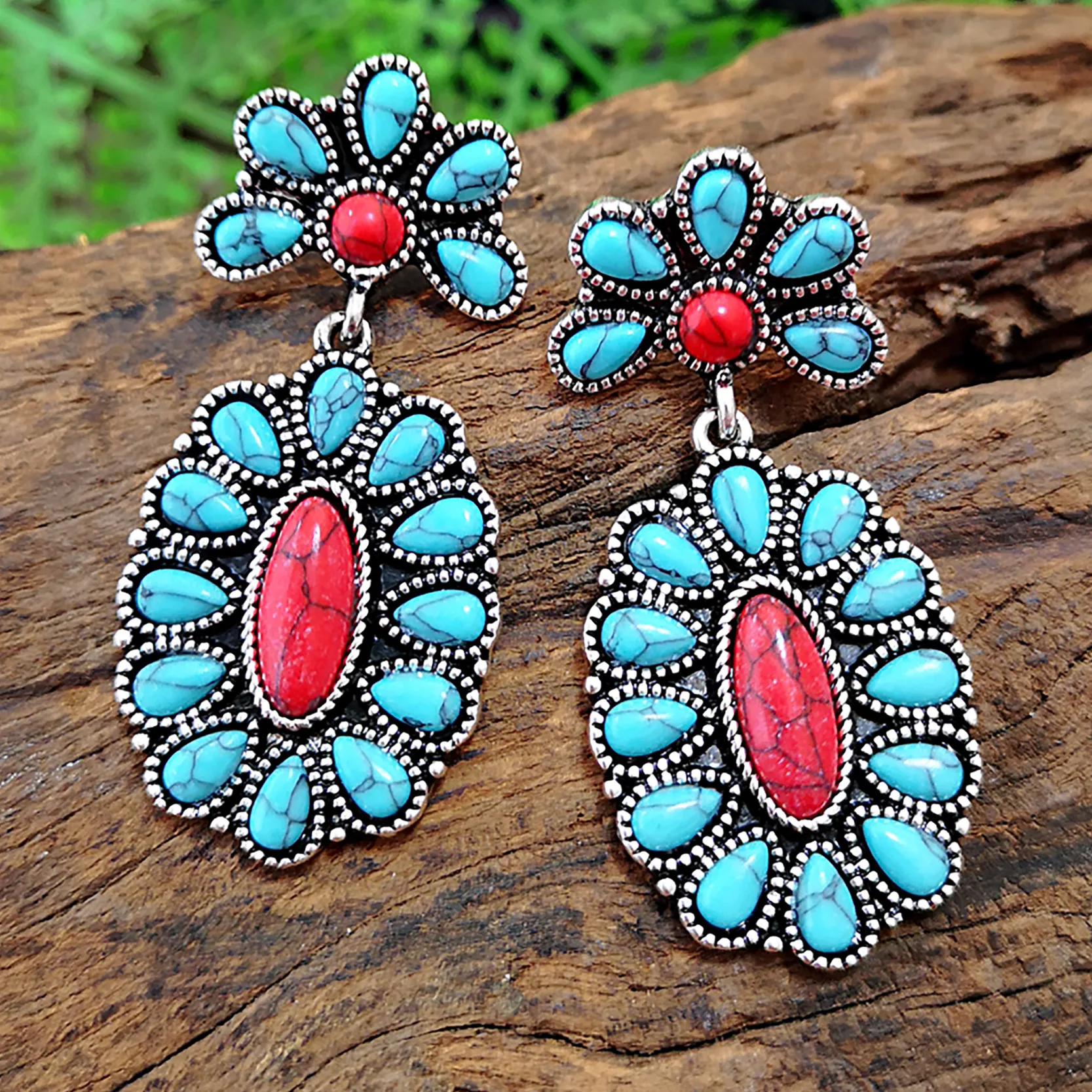 large round turquoise earrings