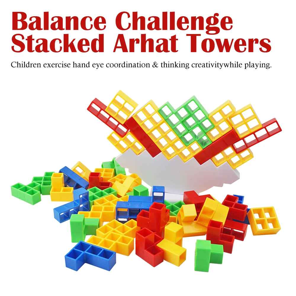 16 32 48 64 Pcs Tower Balance Stacking Blocks Game Buy Tetra Tower