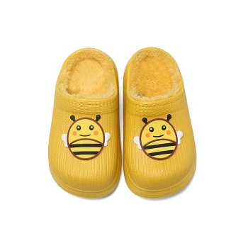 EVA без запаха Нескользящие Меховые детские тапочки пушистая обувь зимние теплые хлопковые тапочки