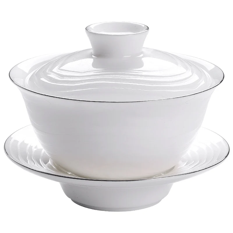 Dehua white china gaiwan tureen tea cup bowl lid Chinese porcelain covered bowl 