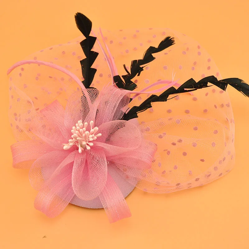 Vintage Fascinator Hat - Feather Mesh Face Veil for Weddings display picture 1