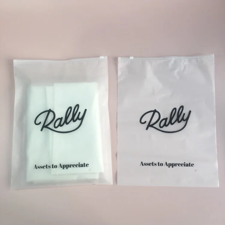 Custom Matte/Frosted Biodegradable Plastic Packaging Zipper Bags, T Shirt Swimwear Zip Lock Clothing Bags With Logo