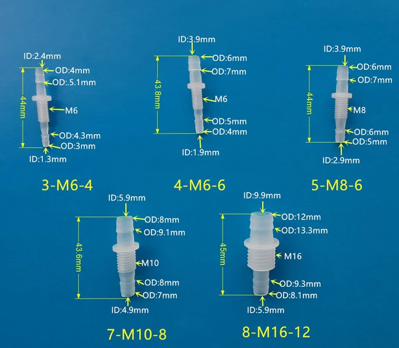 6mm 1/4 "Straight fer barbelé connecteur tuyaux en silicone menuisier 