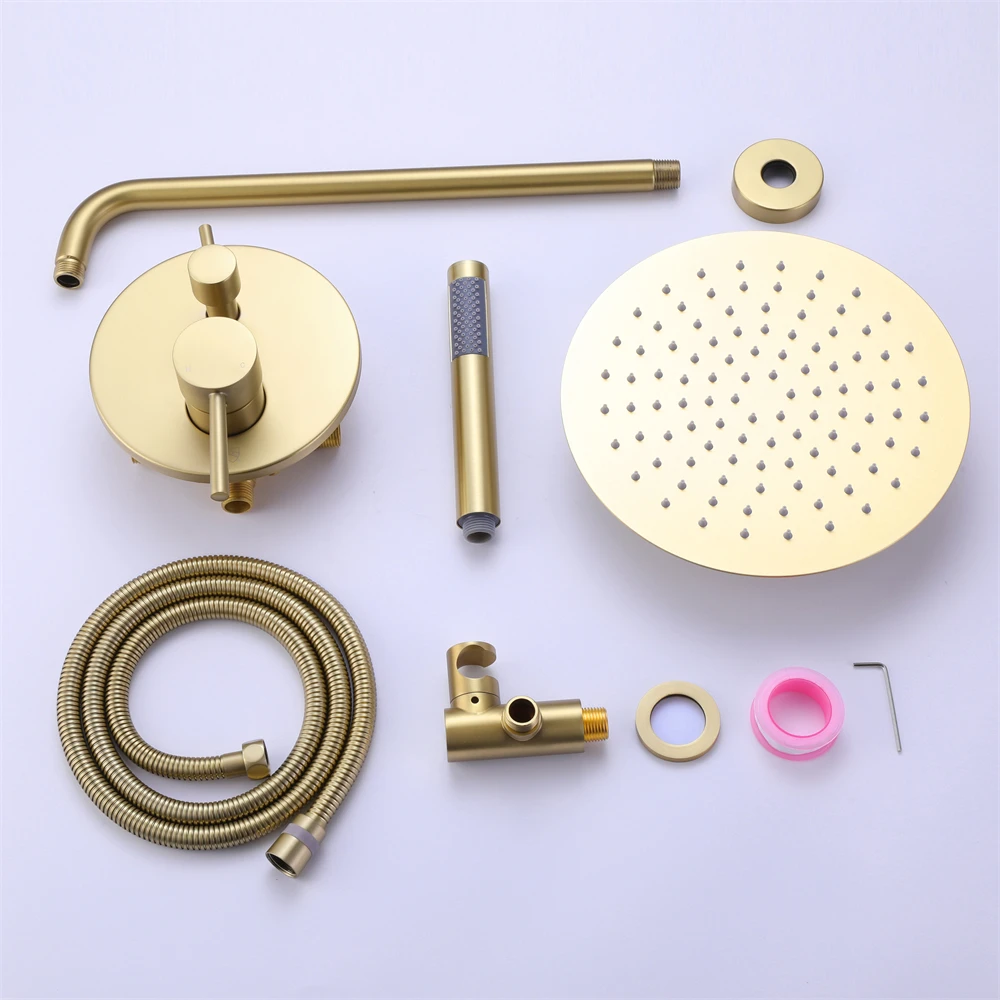 Luxury Gold Design Brass Shower Mixer Faucet 2 Way In Wall Brass Shower ...