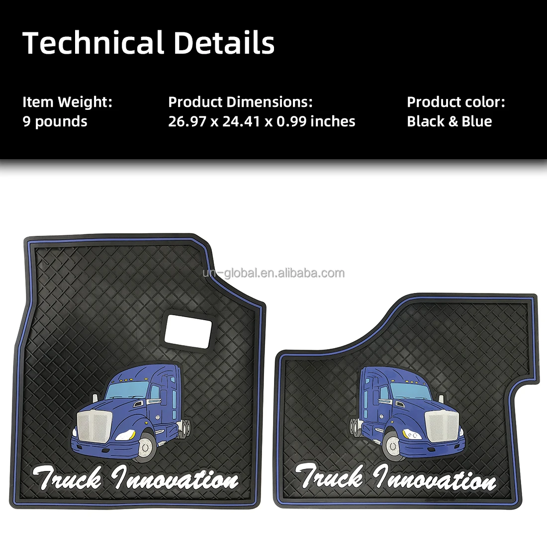 Rubber Floor Mats For Kenworth T680 Trucks 20132021,2 Pieces Per Set
