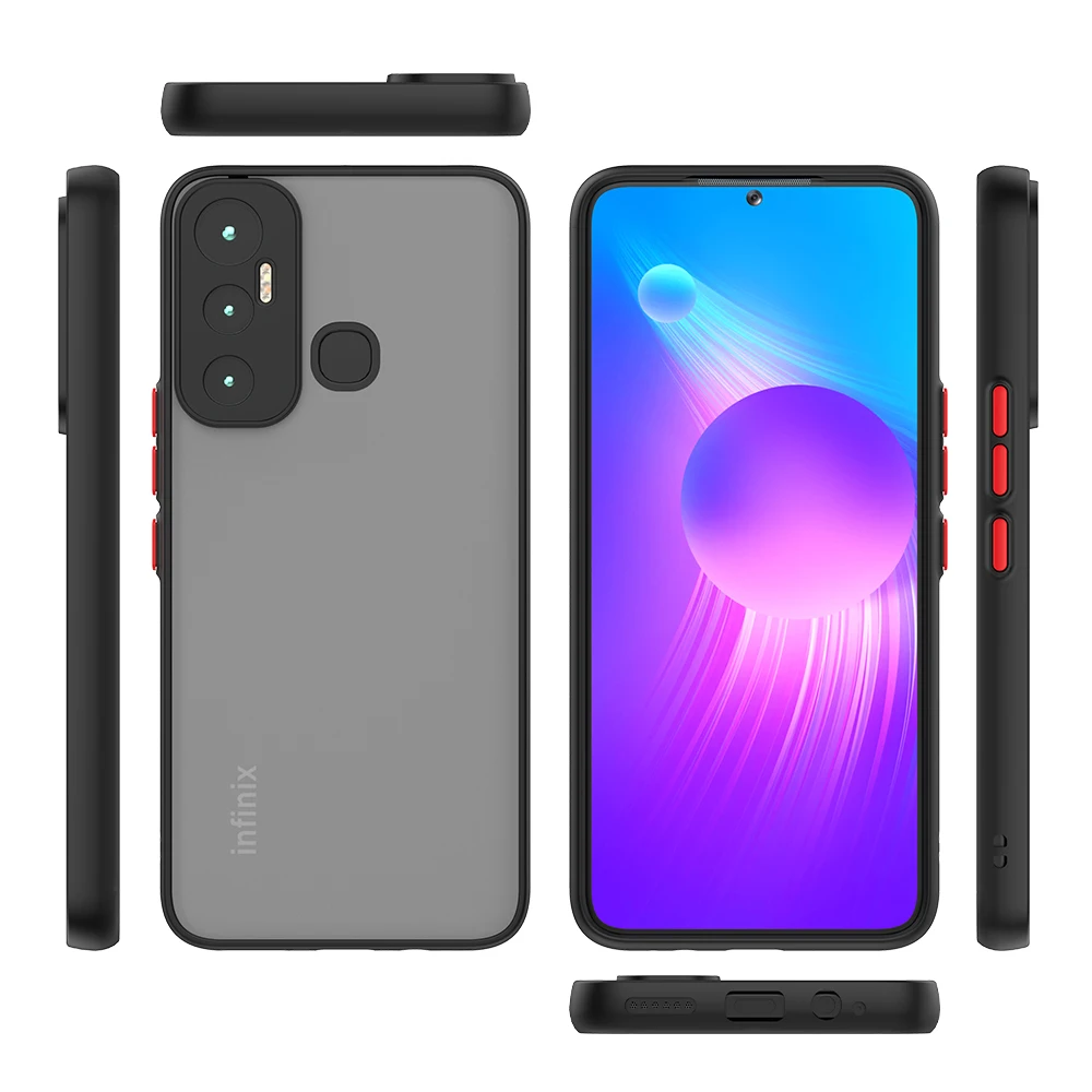 Camera Protection Smoke Phone Cases Matte Translucent Shockproof Back Cover Infinix Hot 11 Play Note 11i 11s Pro 10i 10 12 20 30