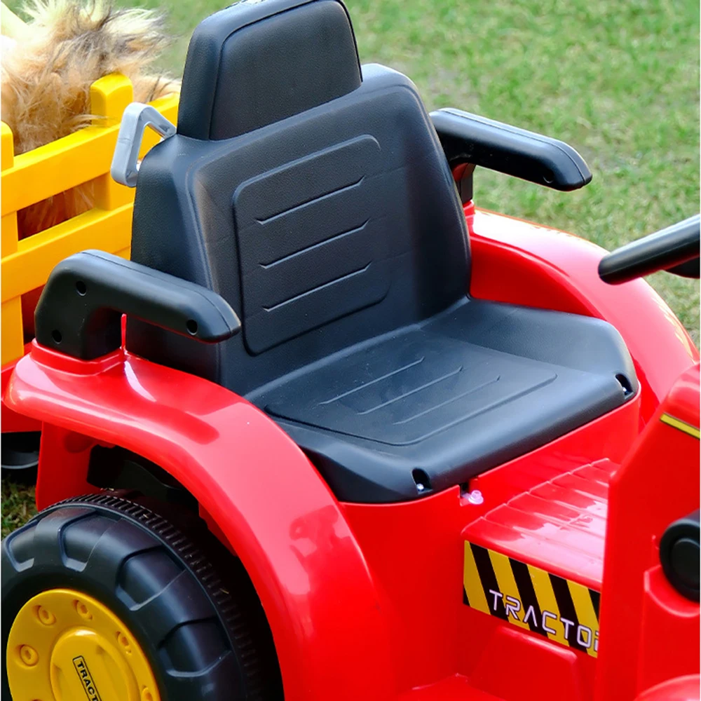 New Red Tractor Children's Electric Four-Wheel Double-Seater Dump Car Toy 4WD Off-Road Ride-On Vehicle 2-4 Years Remote Metal