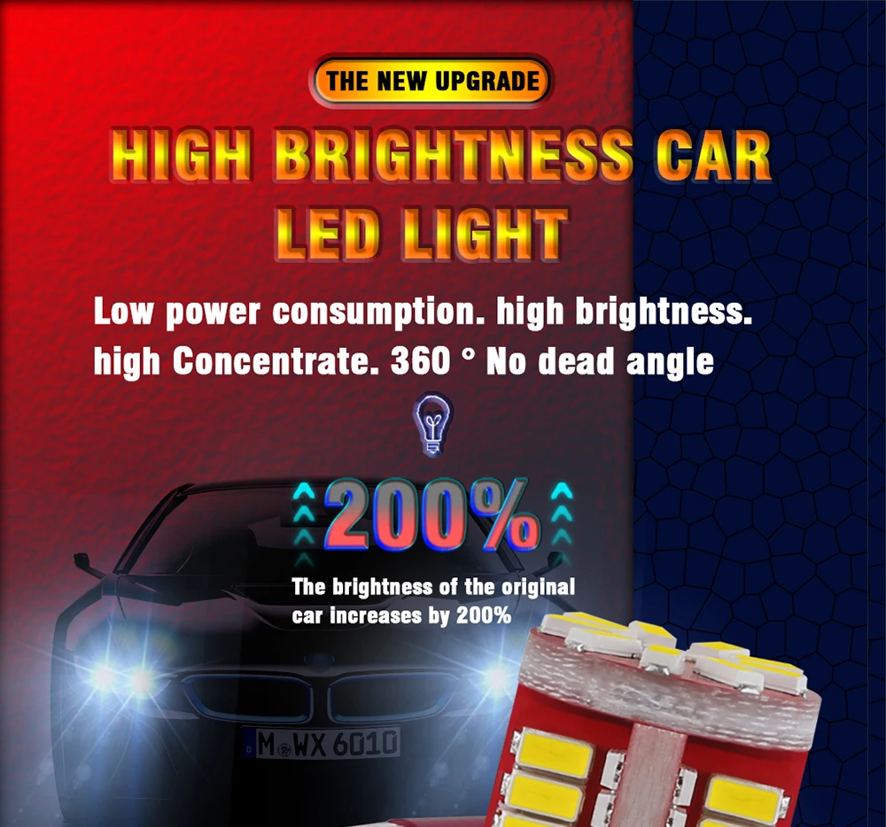 TECH-KING Hot Sale T10 3014 57smd Without Polarity High Power Reading Light Width Lamp Led Bulb DC12V W5w 194 168 Car Small Bulb